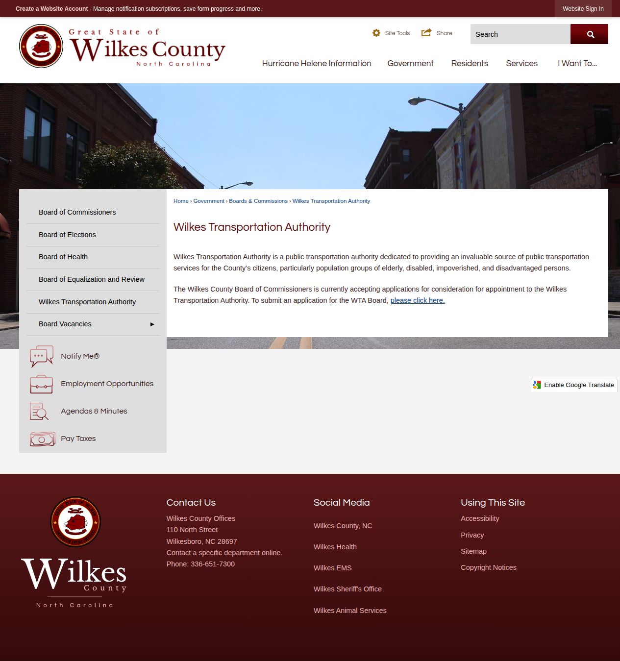Wilkes Transportation Authority information after a county release